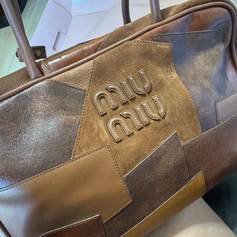 Miu Miu Brown Leather Patchwork Men's Bag - Picture 6 of 17